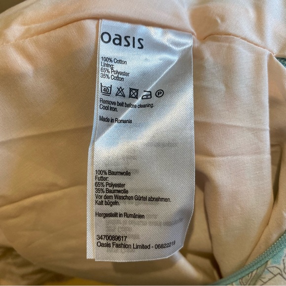 NWOT Oasis London Limited Edition Teal Pink Cotton Summer Dress - Picture 7 of 16